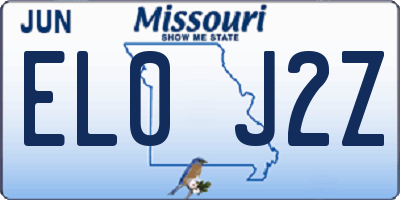 MO license plate EL0J2Z