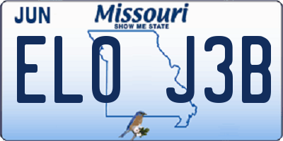 MO license plate EL0J3B