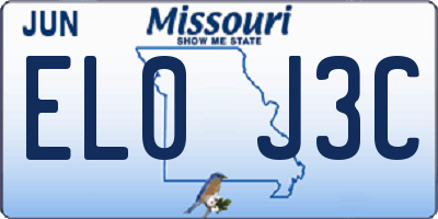 MO license plate EL0J3C