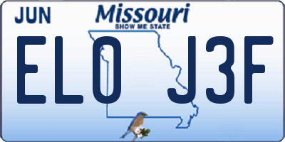 MO license plate EL0J3F