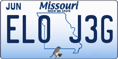 MO license plate EL0J3G