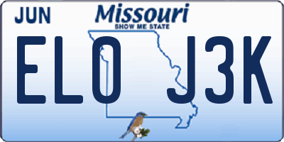 MO license plate EL0J3K