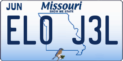 MO license plate EL0J3L