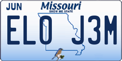 MO license plate EL0J3M