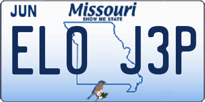 MO license plate EL0J3P