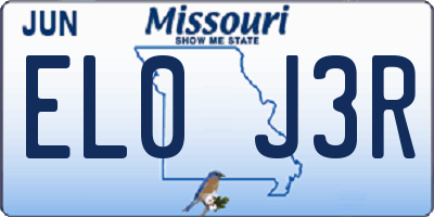 MO license plate EL0J3R