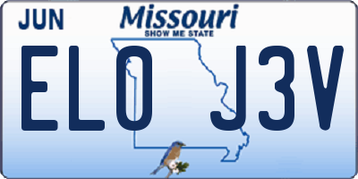 MO license plate EL0J3V