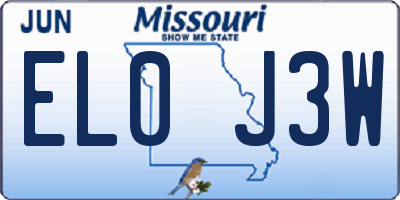 MO license plate EL0J3W