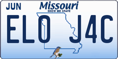 MO license plate EL0J4C