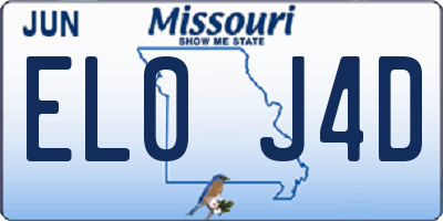MO license plate EL0J4D