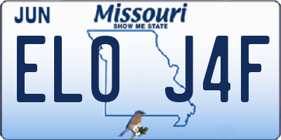 MO license plate EL0J4F