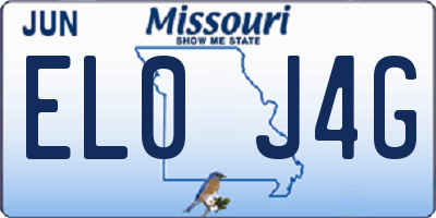 MO license plate EL0J4G