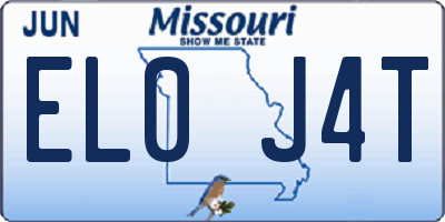MO license plate EL0J4T