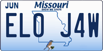 MO license plate EL0J4W