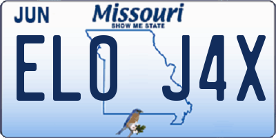 MO license plate EL0J4X