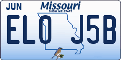 MO license plate EL0J5B