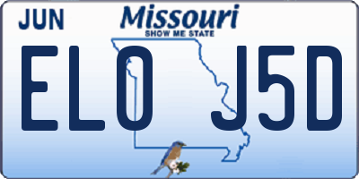 MO license plate EL0J5D