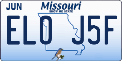 MO license plate EL0J5F