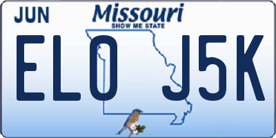 MO license plate EL0J5K