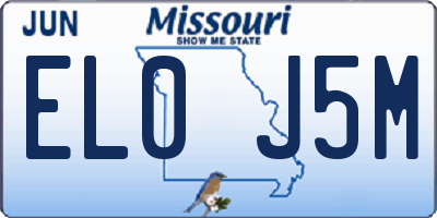 MO license plate EL0J5M