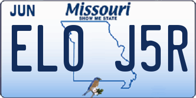 MO license plate EL0J5R