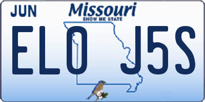 MO license plate EL0J5S