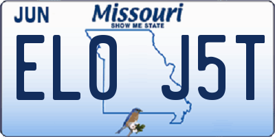 MO license plate EL0J5T