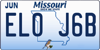 MO license plate EL0J6B