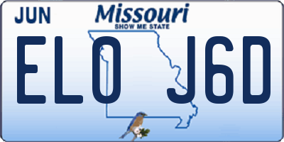 MO license plate EL0J6D