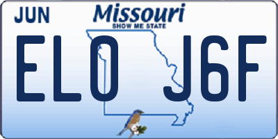 MO license plate EL0J6F