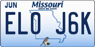 MO license plate EL0J6K