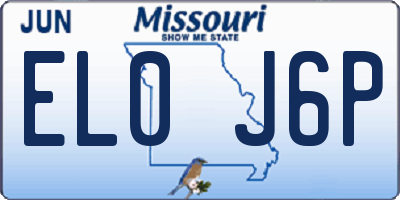 MO license plate EL0J6P