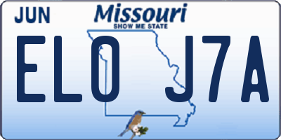 MO license plate EL0J7A