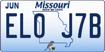 MO license plate EL0J7B