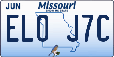 MO license plate EL0J7C