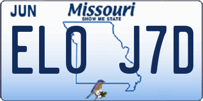 MO license plate EL0J7D