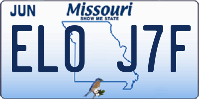 MO license plate EL0J7F