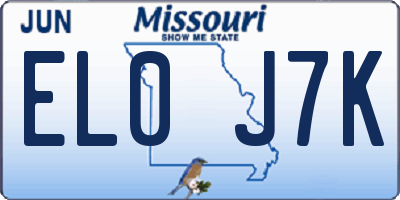 MO license plate EL0J7K