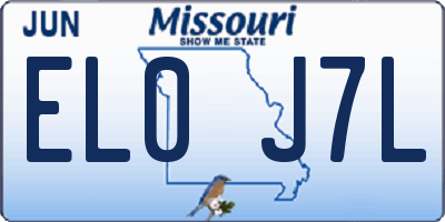 MO license plate EL0J7L