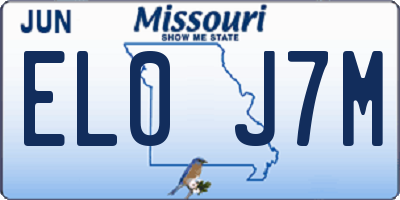 MO license plate EL0J7M