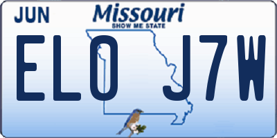 MO license plate EL0J7W