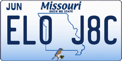 MO license plate EL0J8C