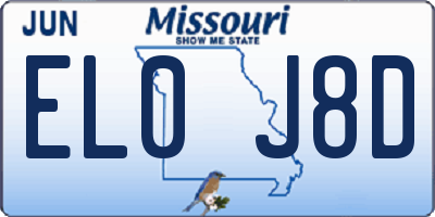 MO license plate EL0J8D