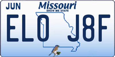 MO license plate EL0J8F