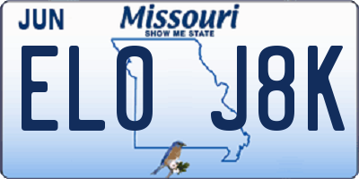 MO license plate EL0J8K