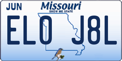 MO license plate EL0J8L