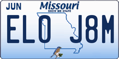 MO license plate EL0J8M