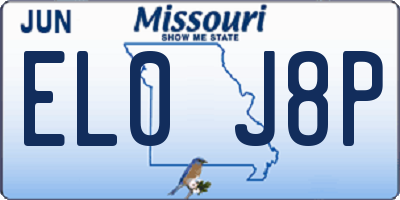 MO license plate EL0J8P