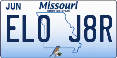 MO license plate EL0J8R