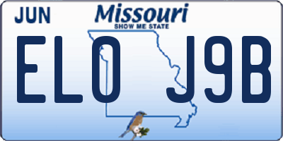 MO license plate EL0J9B